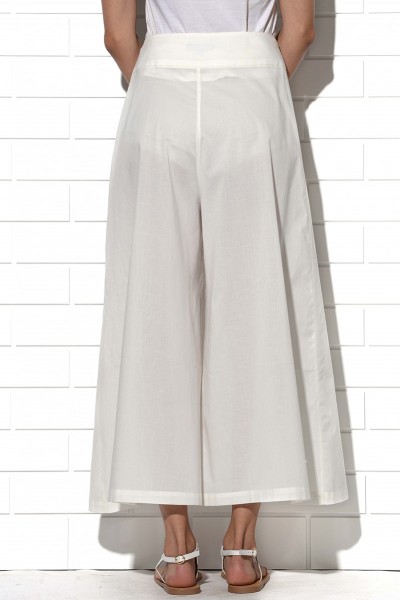 Milos wide leg summer pants in ivory